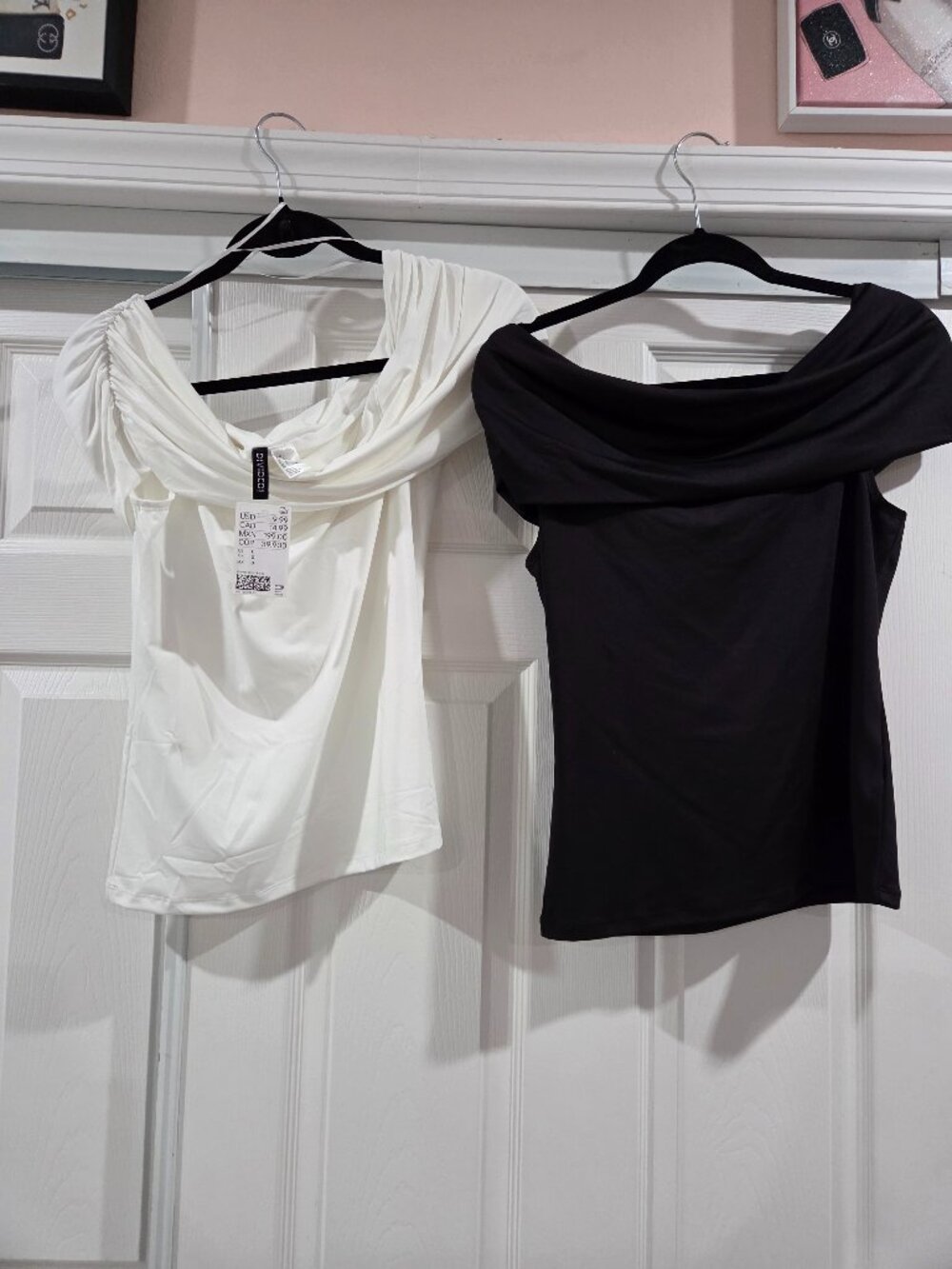 2 H&M off the shoulder ruched fit tops